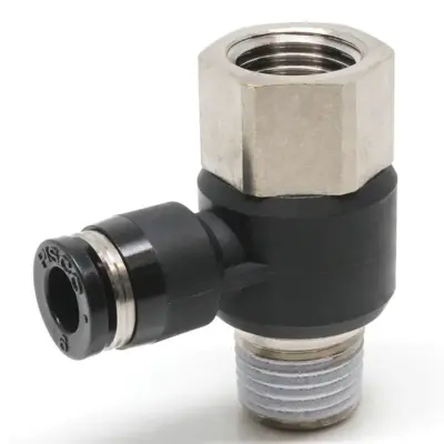 Đầu Nối Nhanh Khí Nén Cong 90° Đầu Lục Giác Trụ Ren Đực Cái Pisco PHF6-02W