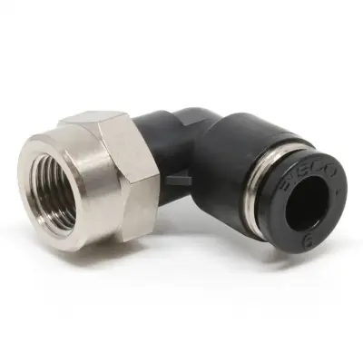 Đầu Nối Nhanh Khí Nén Dạng Cong 90° Ren Trong Pisco PLF6-N2U