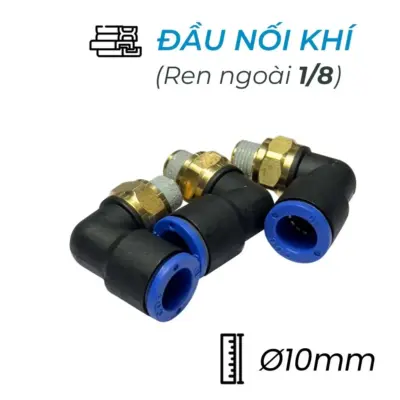 Đầu Nối Nhanh Khí Nén Cong Ø10mm – Ren Ngoài 1/8″ CDC MPL 1001 (Màu Đen)