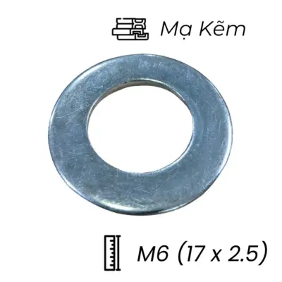 Lông Đền Phẳng Thép Mạ Kẽm M6 (17×2.5)