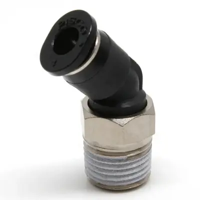 Đầu Nối Nhanh Khí Nén Dạng Cong 45° Ren Ngoài Pisco PLH4-01M-C