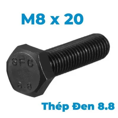 Bulong Thép Đen 8.8 DIN933 M8x20