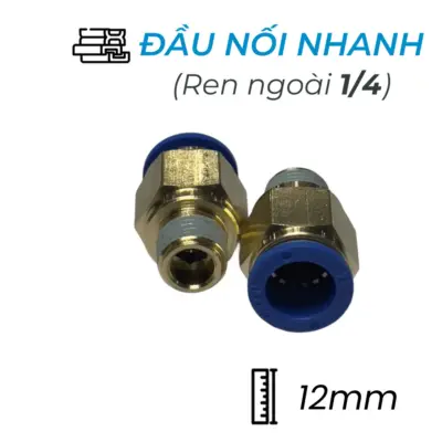 Đầu Nối Nhanh Khí Nén Ø12mm – Ren Ngoài 1/4″ CDC MPC 1202 (Màu Xanh)