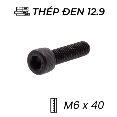 Lục Giác Chìm Đầu Trụ Thép Đen 12.9 DIN912 M6x40 (25Cái/Bịch)