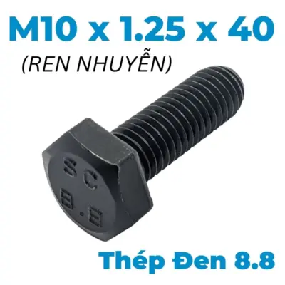 Bulong Thép Đen 8.8 DIN961 M10x1.25×40 Ren Nhuyễn