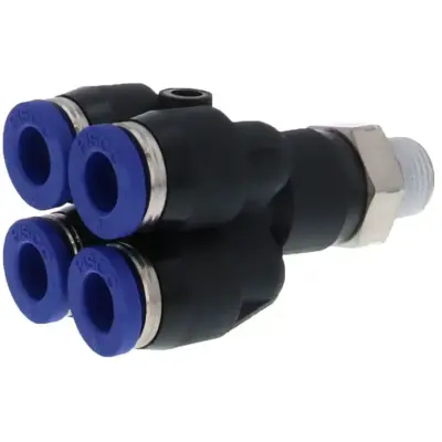 Đầu Nối Nhanh Khí Nén Dạng Chữ Y Bốn Nhánh Ren Ngoài Pisco PRX6-01SUS
