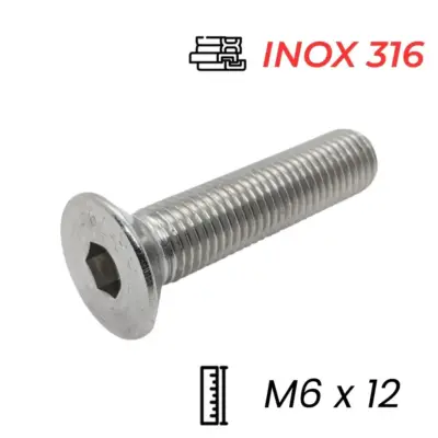 Lục Giác Chìm Col Inox 316 DIN7991 M6x12 (25Cái/Bịch)