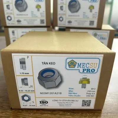 Hộp Tán Keo Thép Mạ Kẽm 4.8 DIN985 M12 (250 Cái/Hộp)
