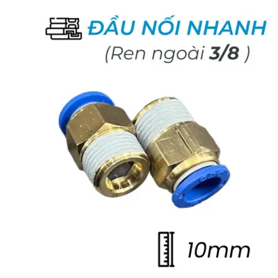 Đầu Nối Nhanh Khí Nén Ø10mm – Ren Ngoài 3/8″ CDC MPC 1003 (Màu Xanh)
