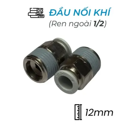 Đầu Nối Nhanh Khí Nén Ø12mm – Ren Ngoài 1/2″ CDC MPC 1204N-W (Màu Trắng)