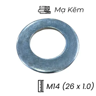 Lông Đền Phẳng Thép Mạ Kẽm M14 (26×1.0)