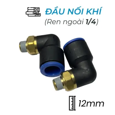 Đầu Nối Nhanh Khí Nén Cong Ø12mm – Ren Ngoài 1/4″ CDC MPL 1202 (Màu Đen)