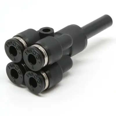 Đầu Nối Nhanh Khí Nén Giữa Ống Khí Và Fitting Bốn Nhánh Dạng Chữ Y Pisco PRJ6-4