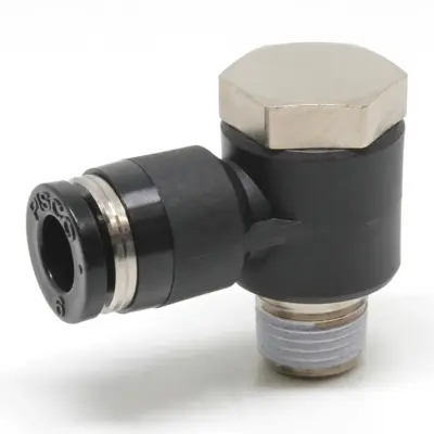Đầu Nối Nhanh Khí Nén Cong 90° Đầu Lục Giác Trụ Ren Ngoài Pisco PH8-03W