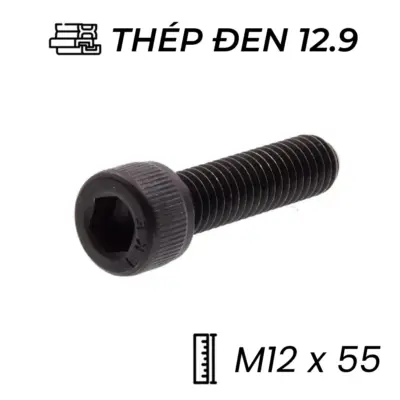 Lục Giác Chìm Đầu Trụ Thép Đen 12.9 DIN912 M12x55