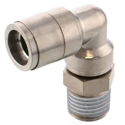 Đầu Nối Nhanh Khí Nén Cong 90° Phi 8mm Ren Ngoài R1/4 Pisco KL8-02