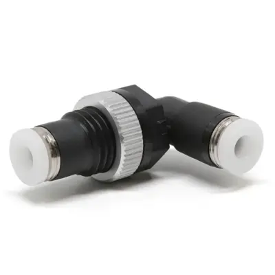 Đầu Nối Nhanh Khí Nén Cong 90° Ren Ngoài Lắp Kẹp Vách Pisco PML5/32-C